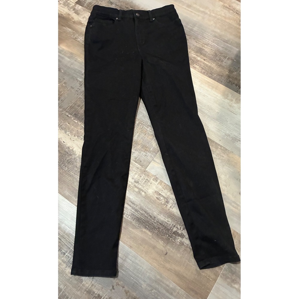Gloria Vanderbilt Amanda High Rise Tapered Jeans Black Slimming Size 10